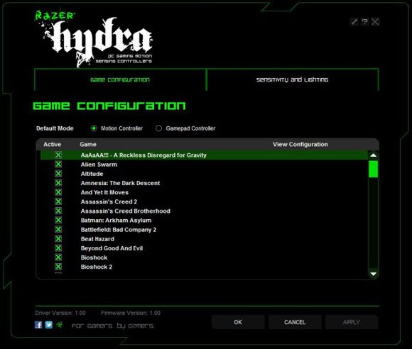 ����Razer Hydra ��ͷ���������Ϸ����������