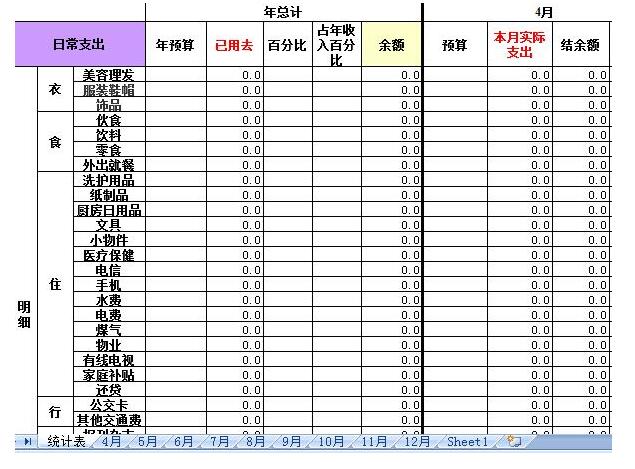 ��ͥ���˼��˱���ģ�� excelģ��