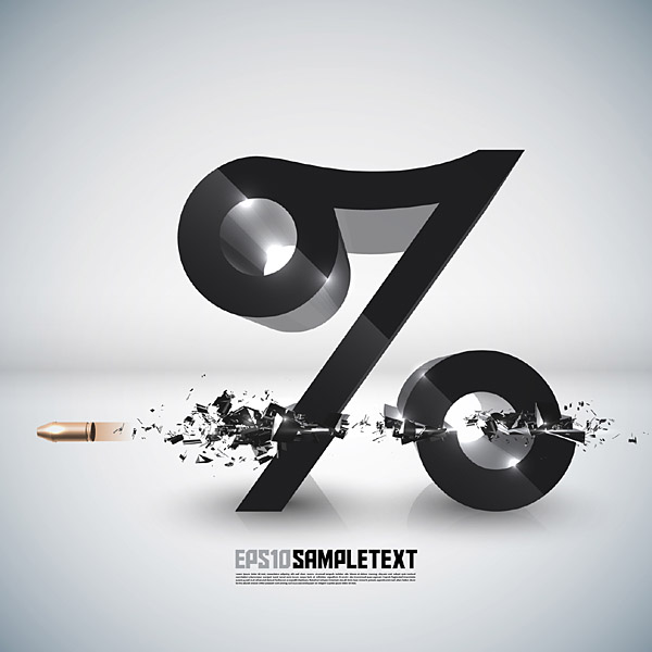 子弹飞过百分号质感图片矢量素材